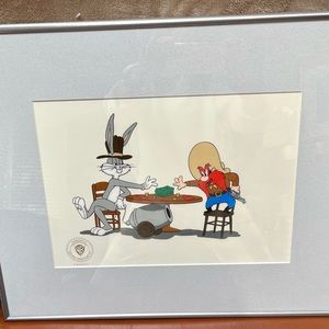 Warner Brothers Sericel.  Loaded Hands Bugs Bunny and Yosemite Sam